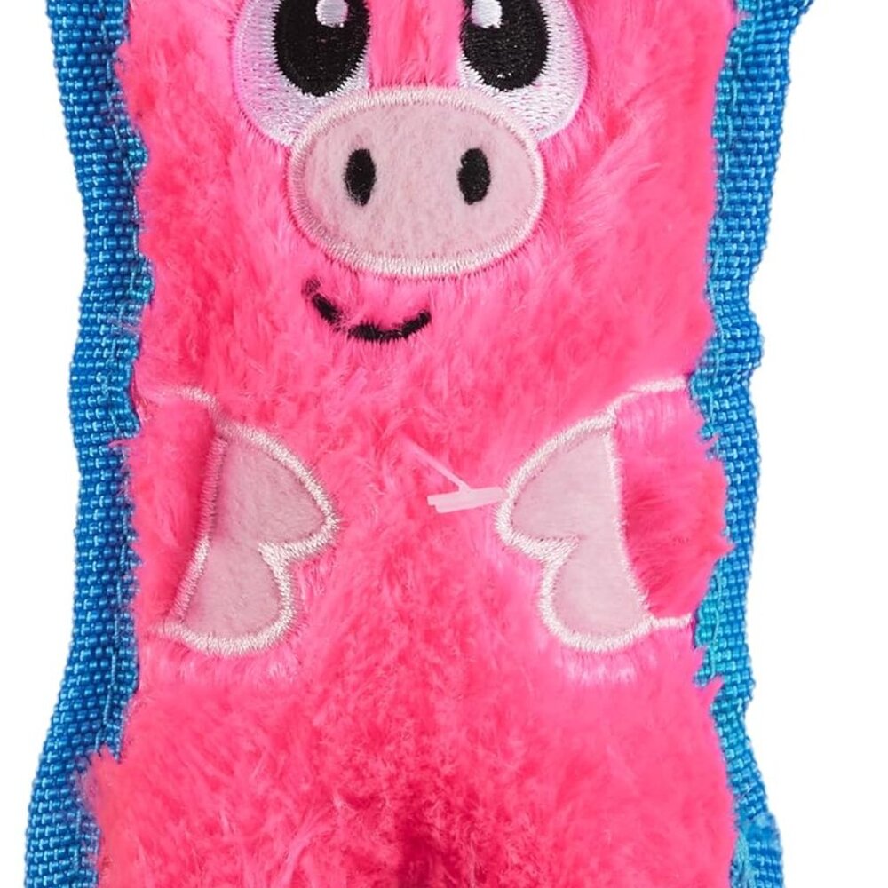 Durablez Minis Stuffing-Free Squeaky Interactive Dog Toy, Tough Plush, Pig, Pink